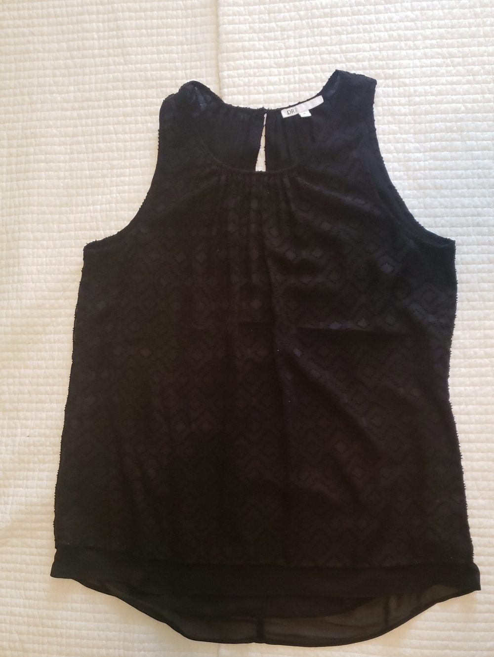 DR2 Black Textured Sleeveless Top Lined